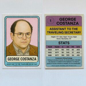 George Costanza illustrated character trading card. Sitcom Legends 2025 Seinfeld